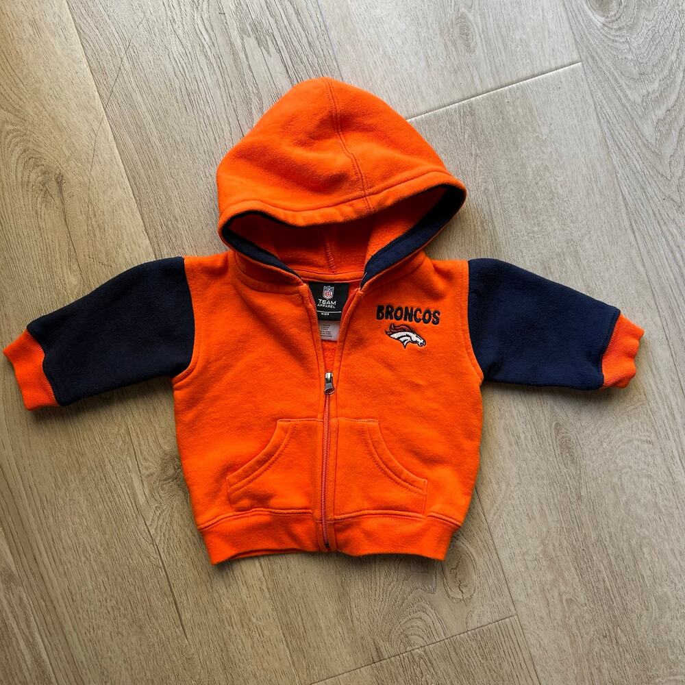 Denver Broncos Baby 12 Months NFL Team Apparel Orange Navy Full Zip Hoodie